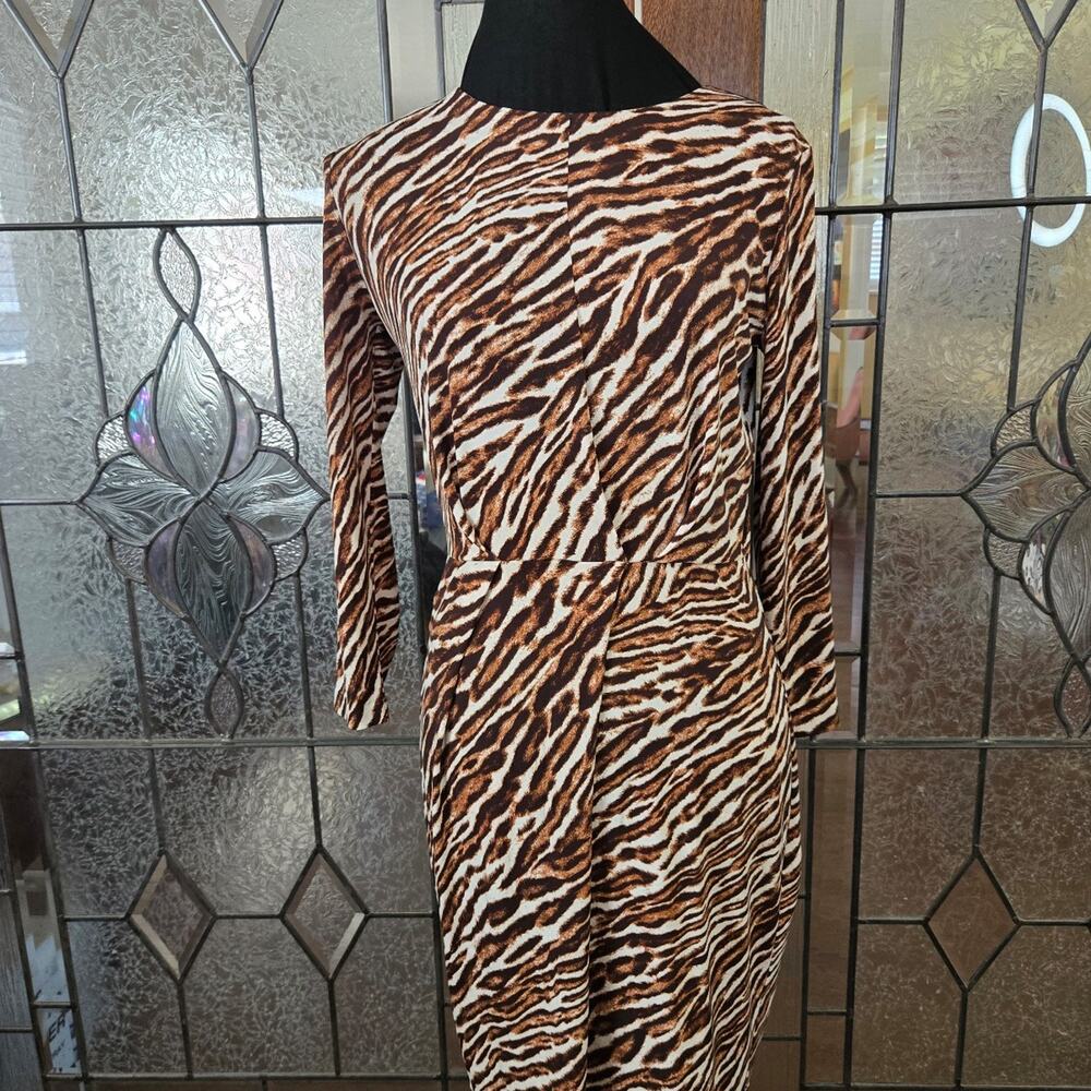 Michael Kors Leopard Print Dress. Womenโs Size S Brown Black Long Sleeve